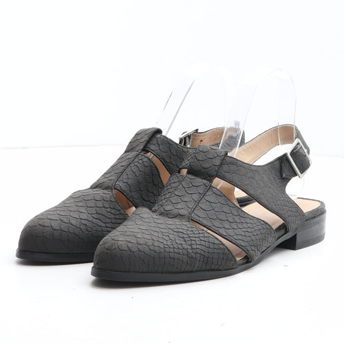 Topshop Womens Black Synthetic Slip On Sandal UK - Croc Texture