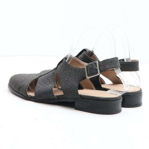 Topshop Womens Black Synthetic Slip On Sandal UK - Croc Texture