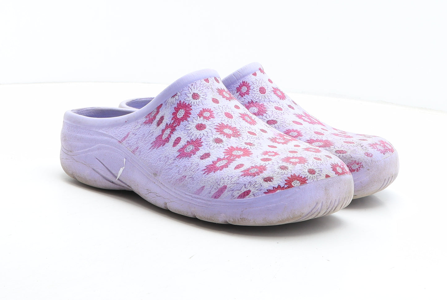 Briers Womens Purple Floral Synthetic Slip On Sandal UK