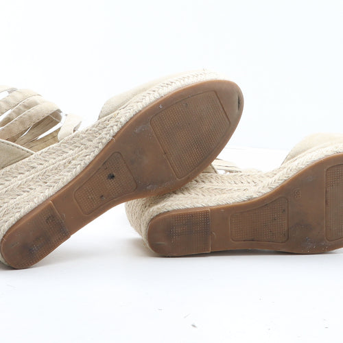 Preworn Womens Beige Suede Espadrille Heel UK