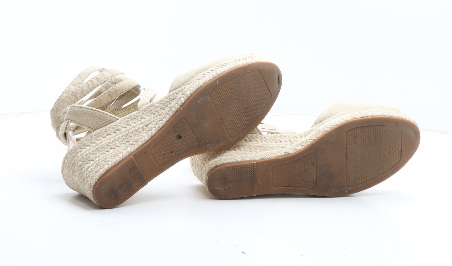 Preworn Womens Beige Suede Espadrille Heel UK