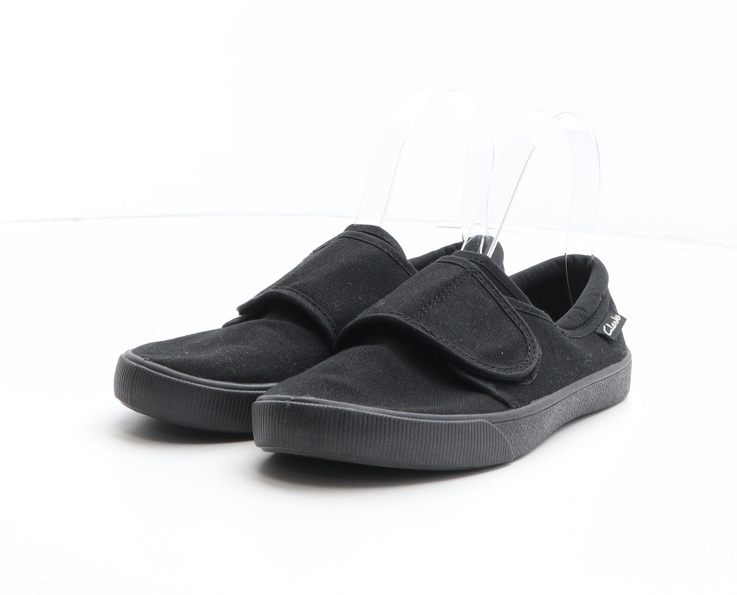 Clarks Girls Black Fabric Slip On Casual UK 3