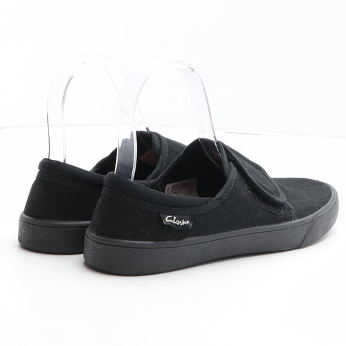 Clarks Girls Black Fabric Slip On Casual UK 3