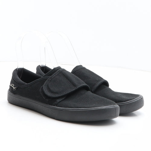 Clarks Girls Black Fabric Slip On Casual UK 3