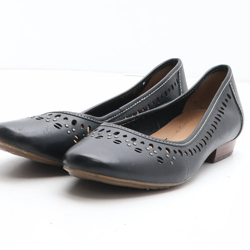 Clarks Womens Black Leather Slip On Casual UK