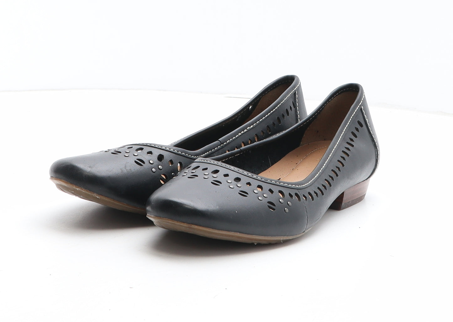 Clarks Womens Black Leather Slip On Casual UK