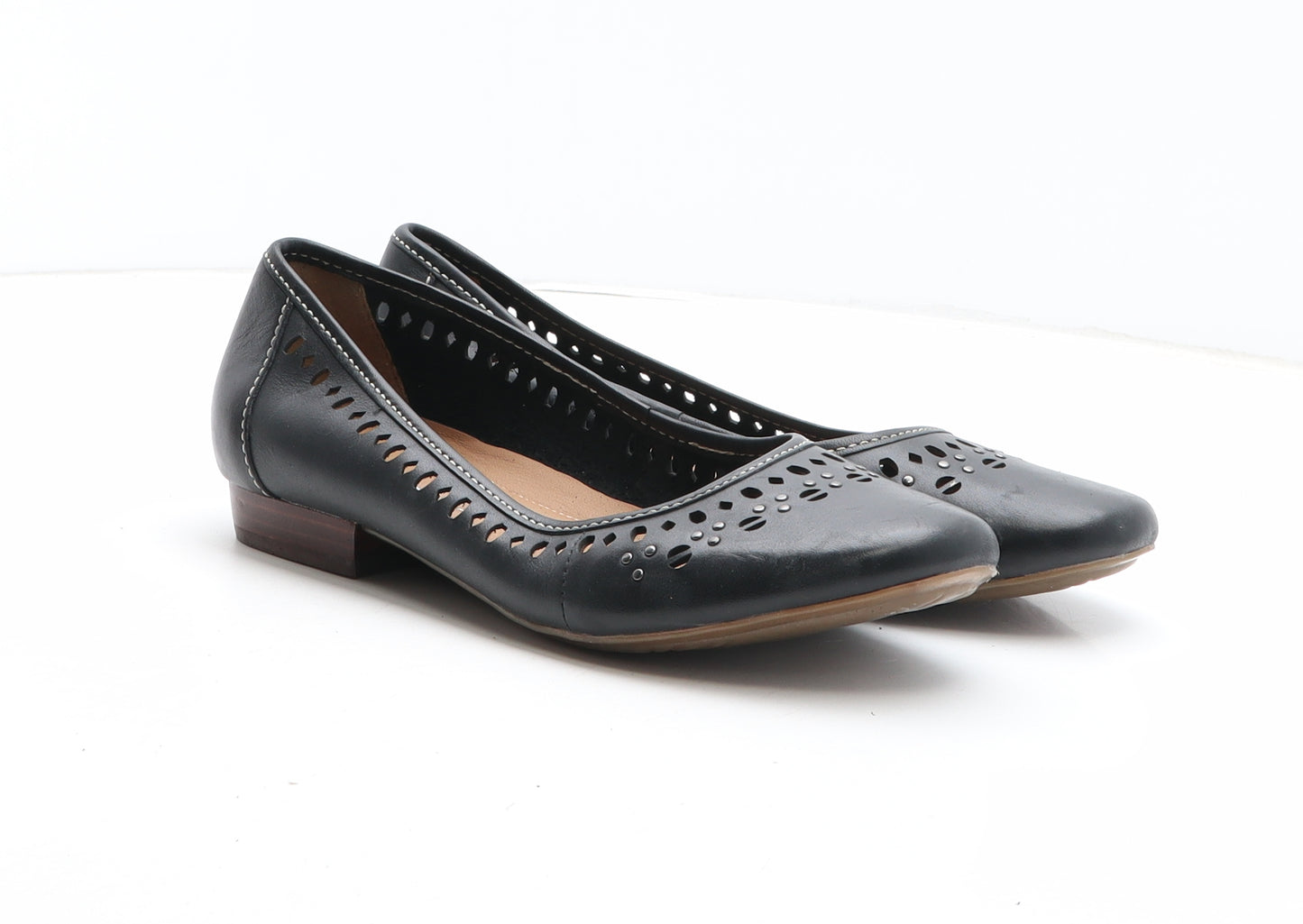 Clarks Womens Black Leather Slip On Casual UK