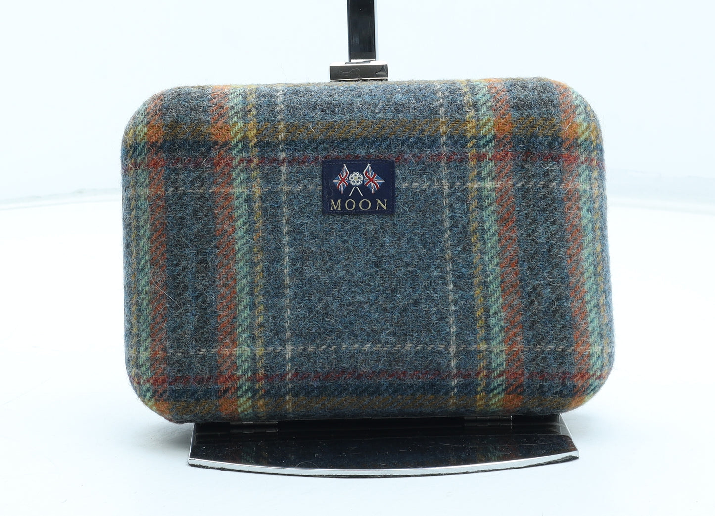 Moon Womens Multicoloured Plaid Polyester Clutch Size Small