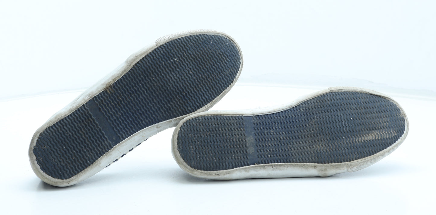 F&F Womens Blue Striped Polyester Slip On Flat UK