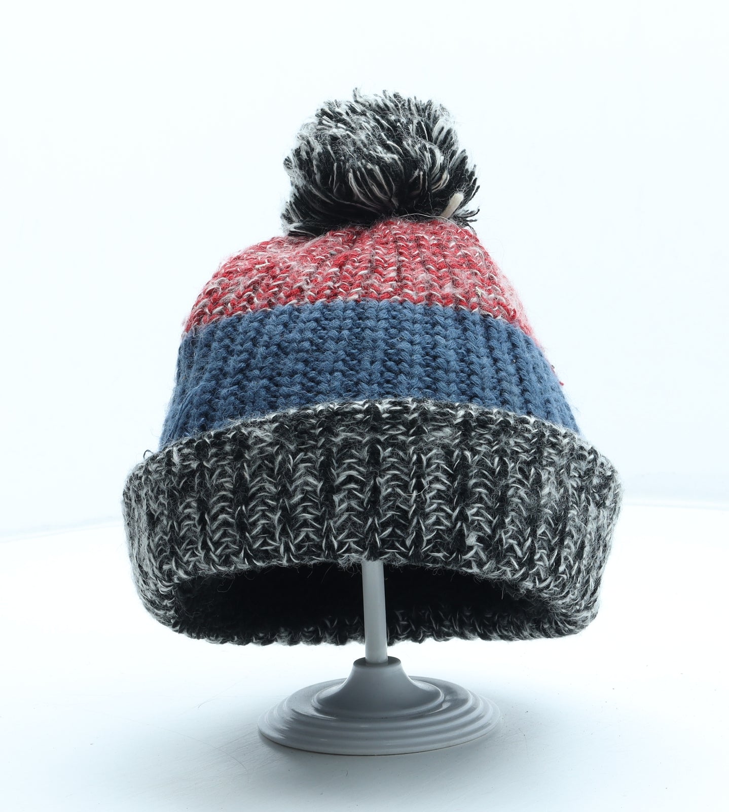 Preworn Boys Multicoloured Colourblock Acrylic Bobble Hat One Size