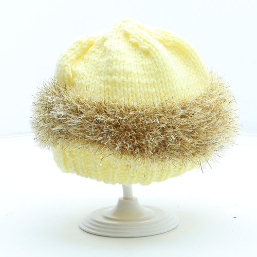 Preworn Girls Yellow Acrylic Beanie One Size