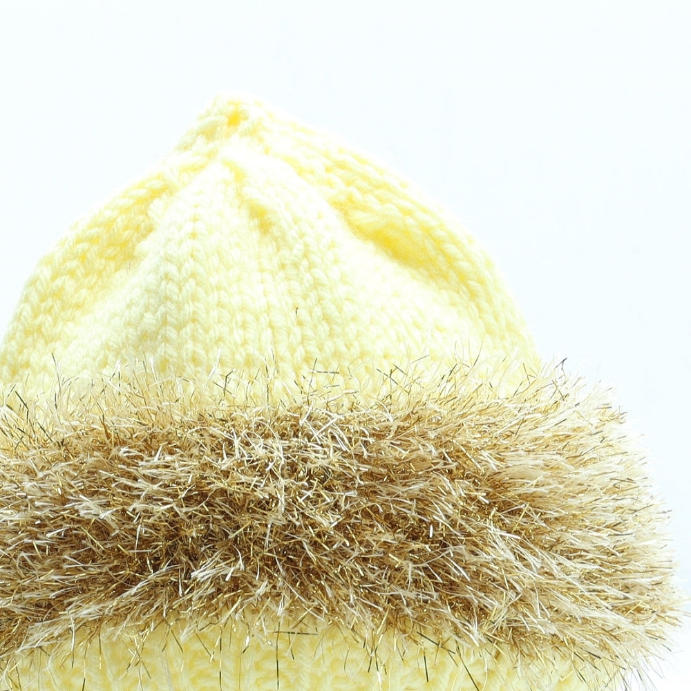 Preworn Girls Yellow Acrylic Beanie One Size