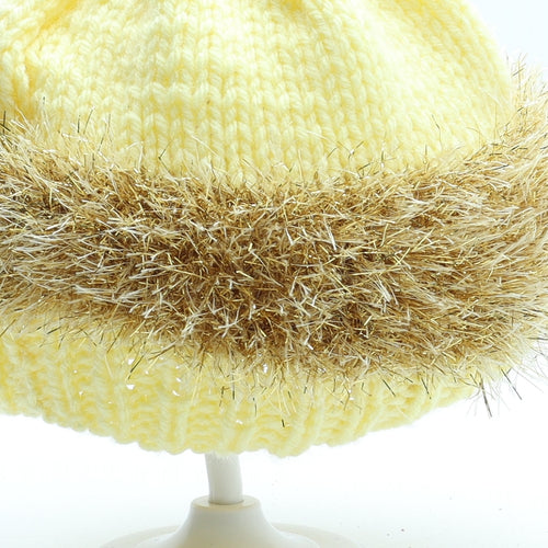 Preworn Girls Yellow Acrylic Beanie One Size
