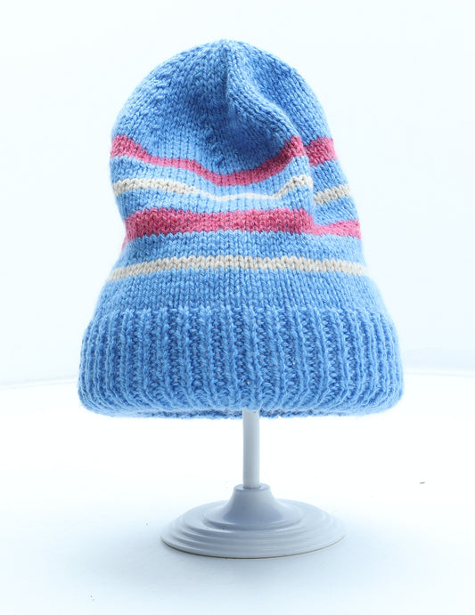 Preworn Girls Multicoloured Striped Acrylic Beanie One Size