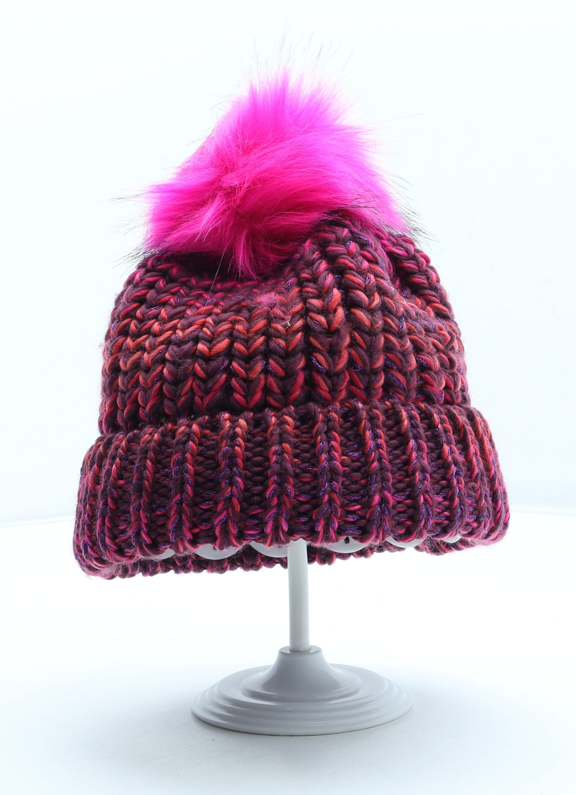 Preworn Womens Pink Acrylic Bobble Hat One Size