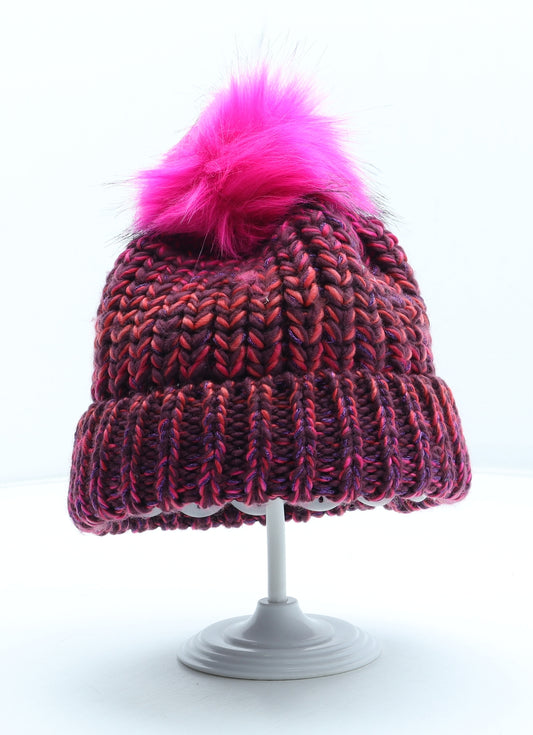 Preworn Womens Pink Acrylic Bobble Hat One Size