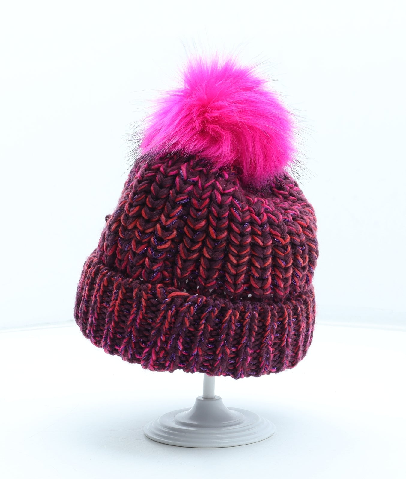 Preworn Womens Pink Acrylic Bobble Hat One Size