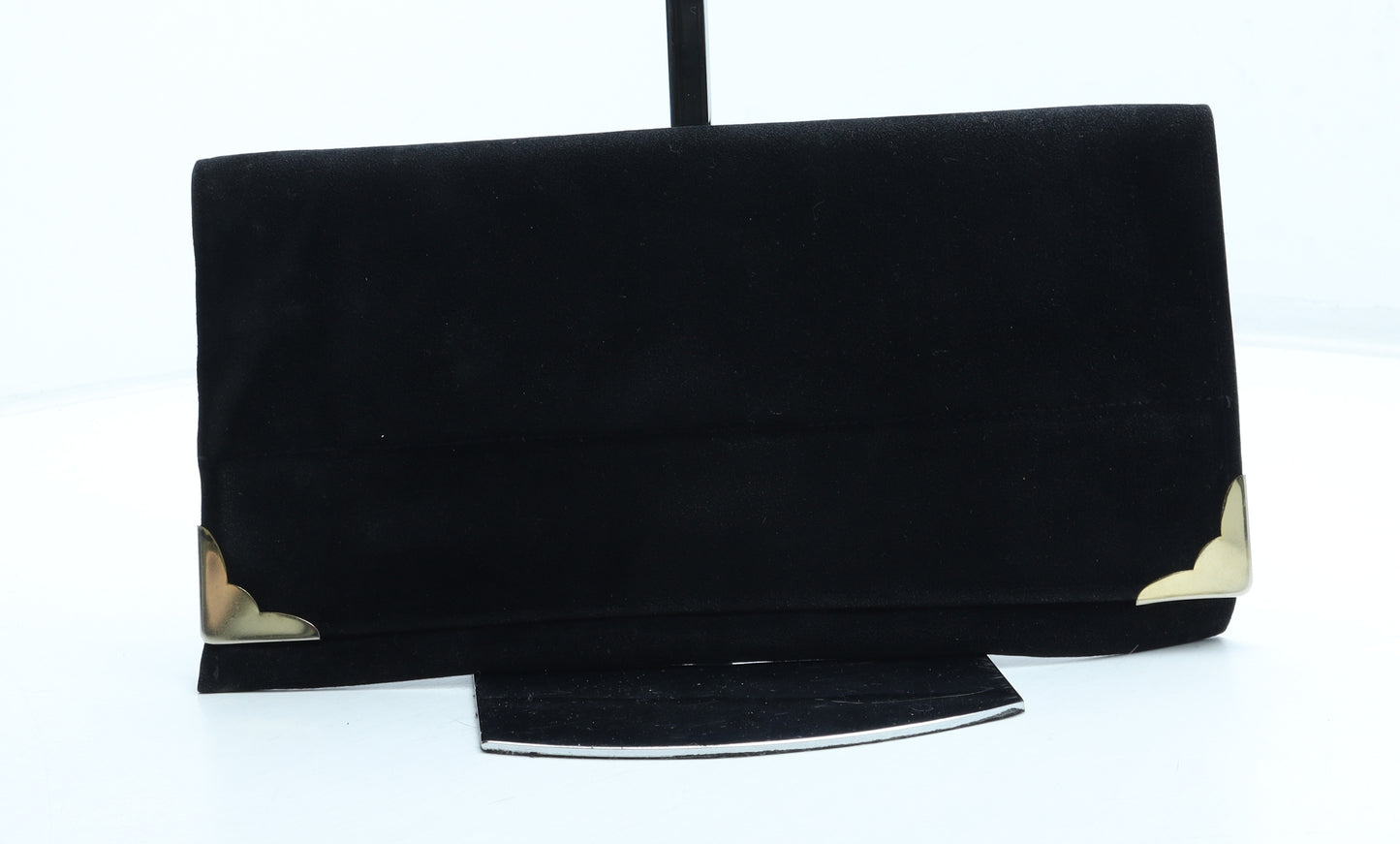 Preworn Womens Black Polyurethane Clutch Size Small