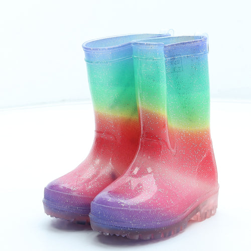 F&F Girls Multicoloured Colourblock Rubber Wellies Boot UK 4 20