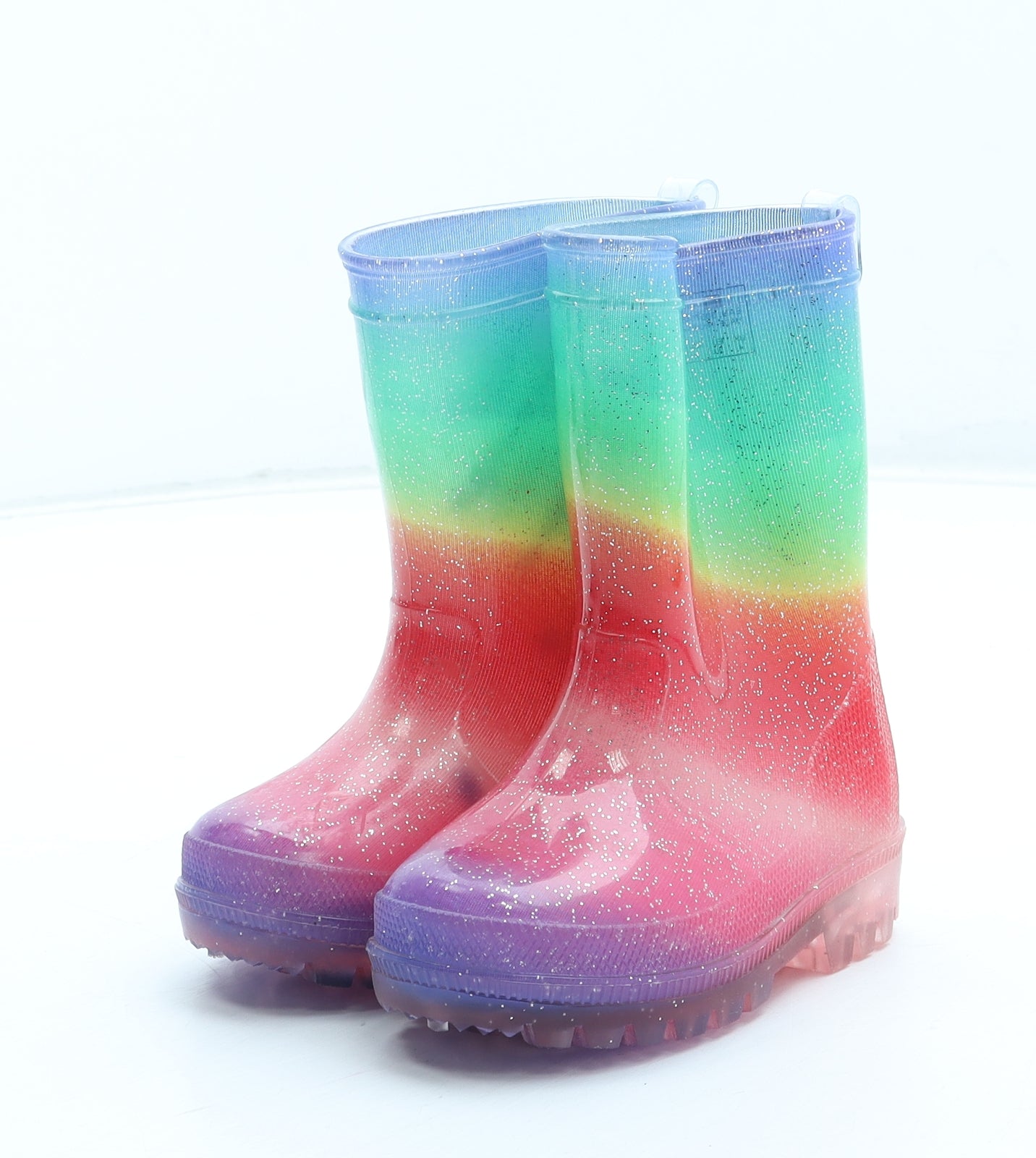 F&F Girls Multicoloured Colourblock Rubber Wellies Boot UK 4 20