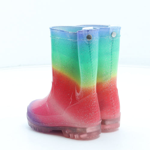 F&F Girls Multicoloured Colourblock Rubber Wellies Boot UK 4 20