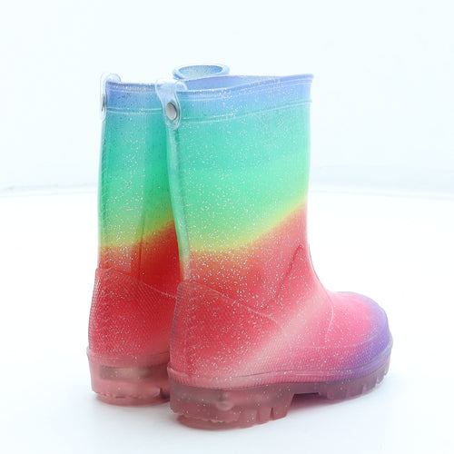F&F Girls Multicoloured Colourblock Rubber Wellies Boot UK 4 20