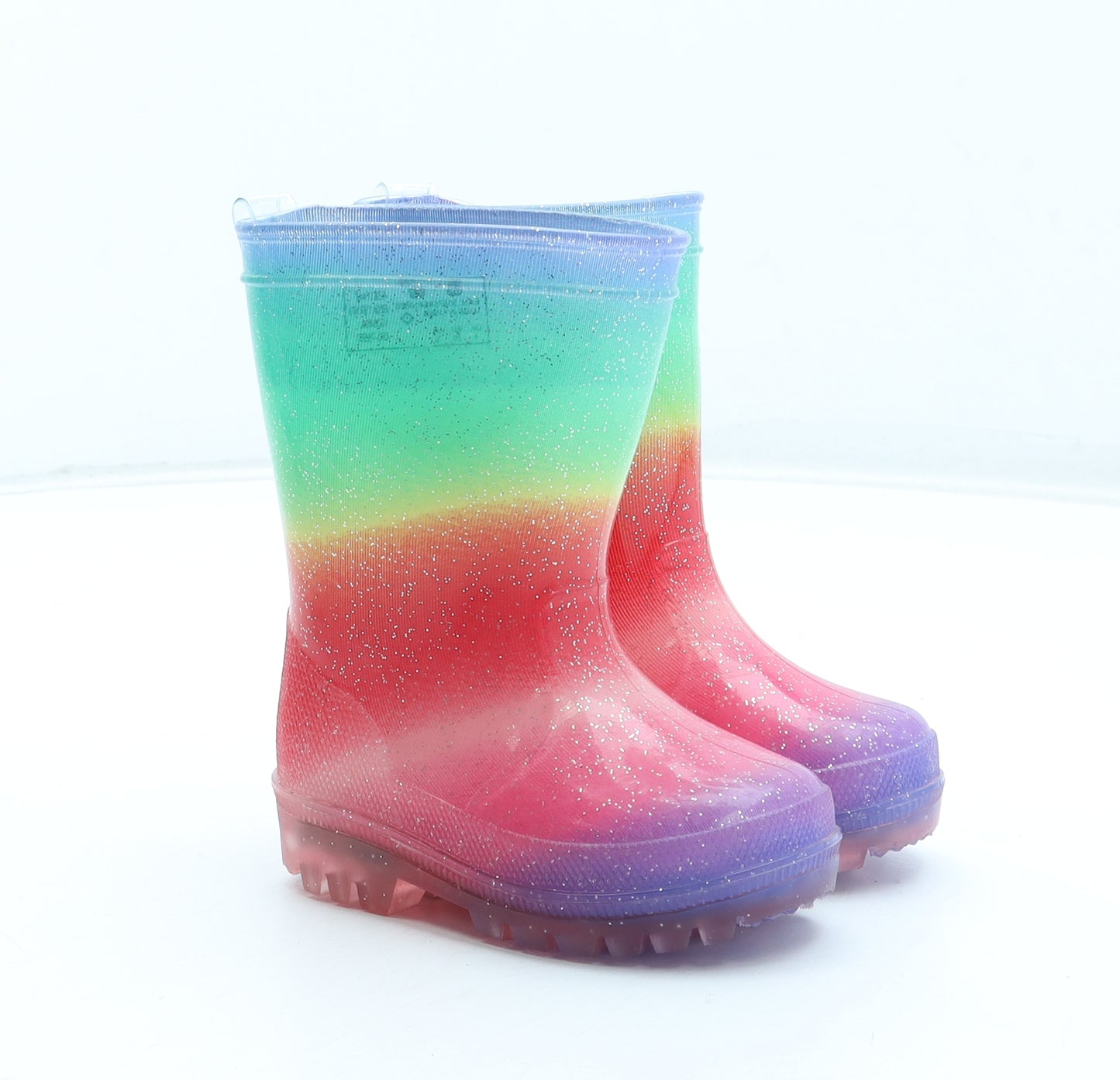 F&F Girls Multicoloured Colourblock Rubber Wellies Boot UK 4 20