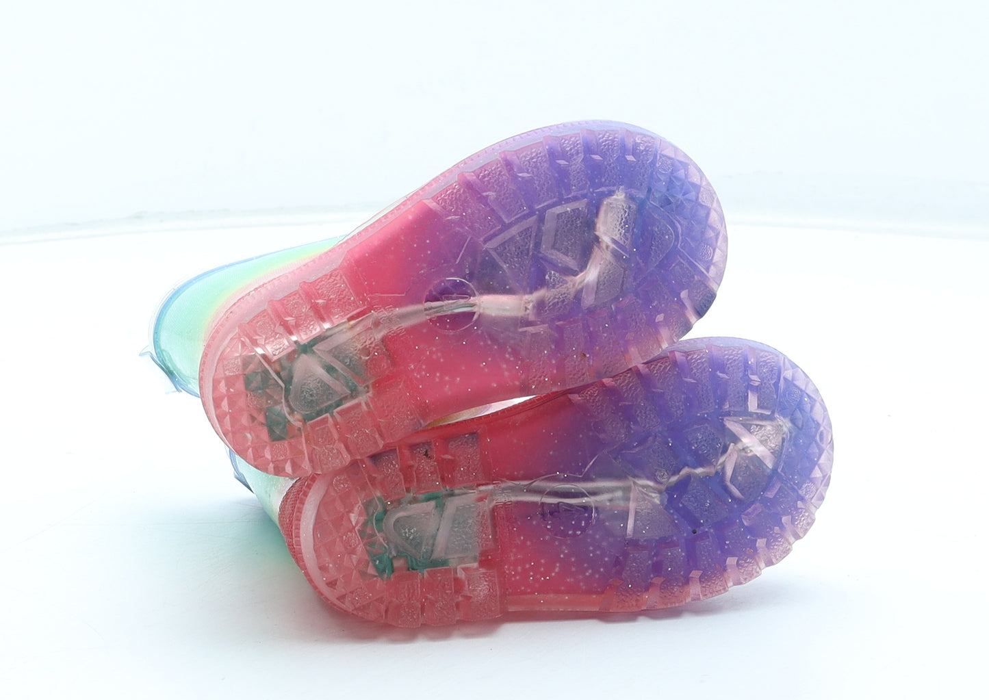 F&F Girls Multicoloured Colourblock Rubber Wellies Boot UK 4 20