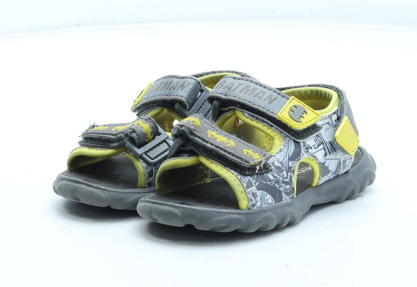 George Boys Grey Geometric Polyester Fisherman Sandal UK 6.5 24 - Batman