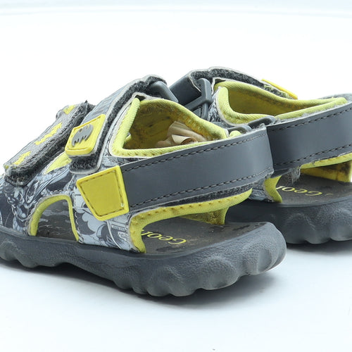 George Boys Grey Geometric Polyester Fisherman Sandal UK 6.5 24 - Batman