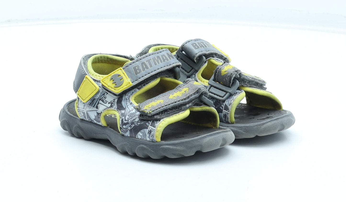 George Boys Grey Geometric Polyester Fisherman Sandal UK 6.5 24 - Batman