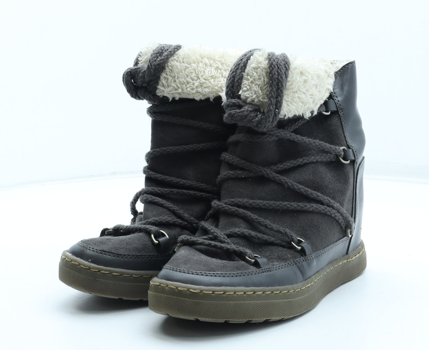The Shoes Womens Green Leather Snow Boot Boot UK