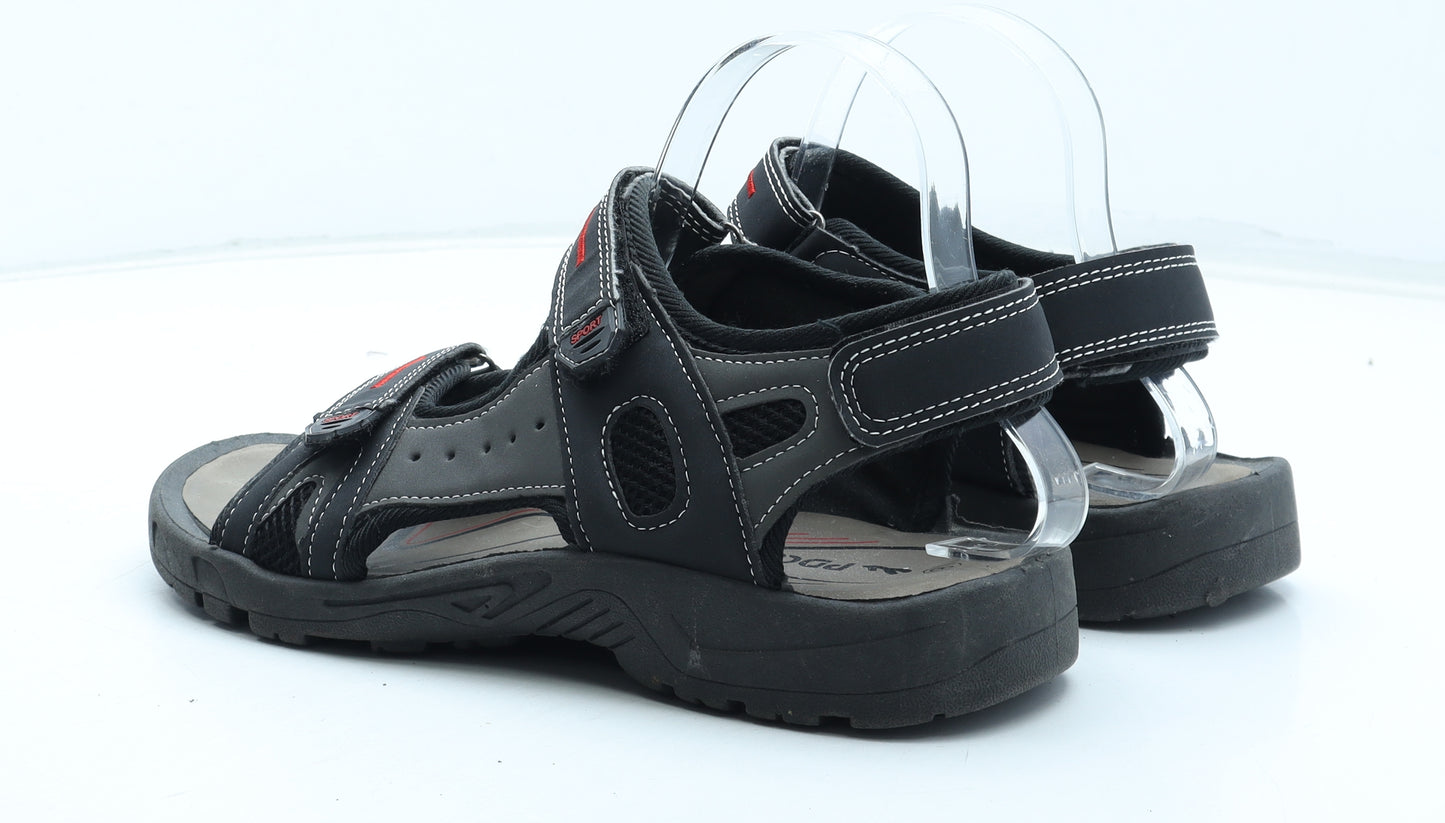 PDQ Mens Black Polyester Slip On Sandal UK 8 42