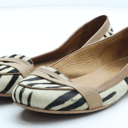 NEXT Womens Black Animal Print Leather Slip On Flat UK - Tiger Pattern