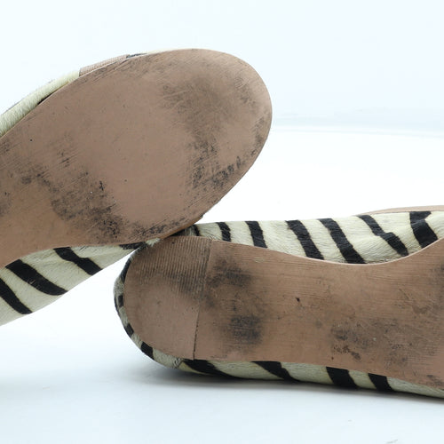 NEXT Womens Black Animal Print Leather Slip On Flat UK - Tiger Pattern