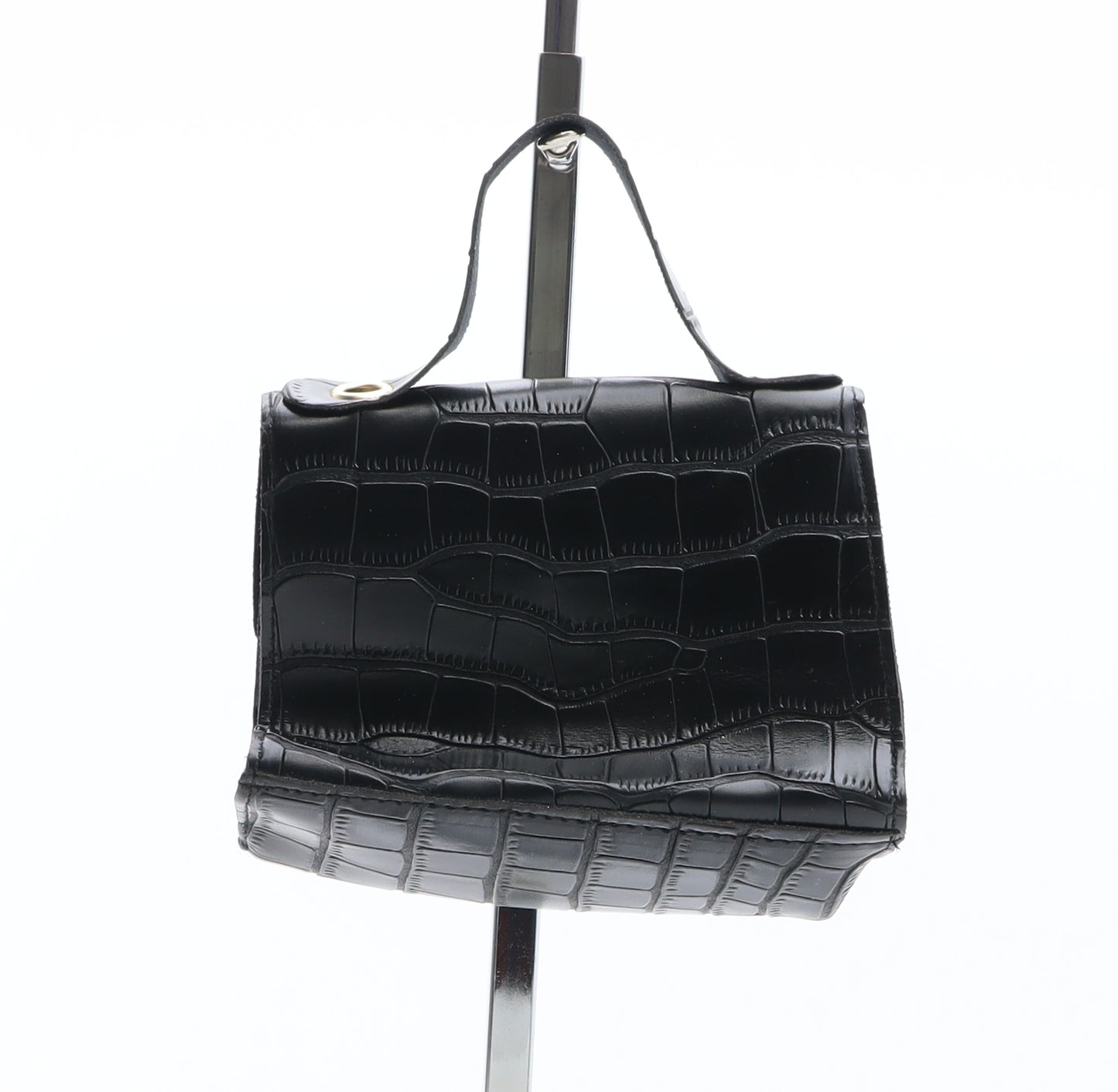 Preworn Womens Black Polyurethane Top Handle Bag Size Mini - cro