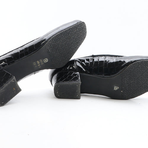 Cellini Womens Black Leather Court Heel UK - Croc Texture