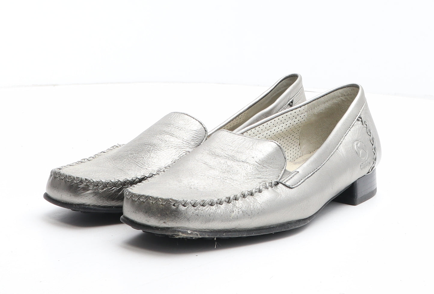 Gabor Womens Silver Leather Slip On Casual UK