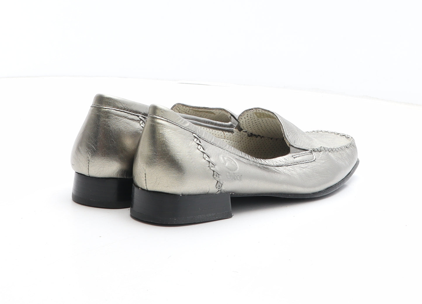 Gabor Womens Silver Leather Slip On Casual UK