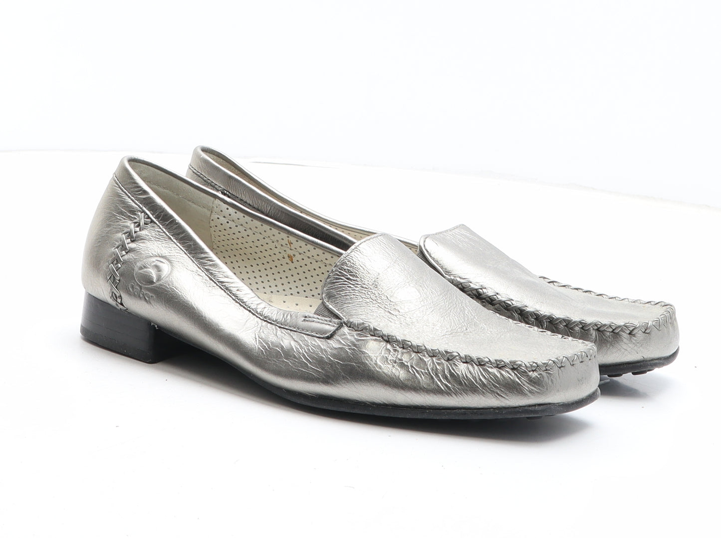 Gabor Womens Silver Leather Slip On Casual UK