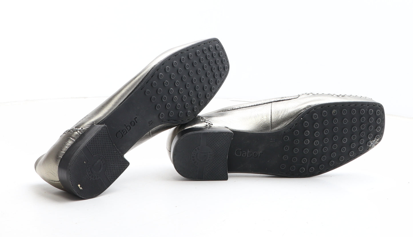 Gabor Womens Silver Leather Slip On Casual UK