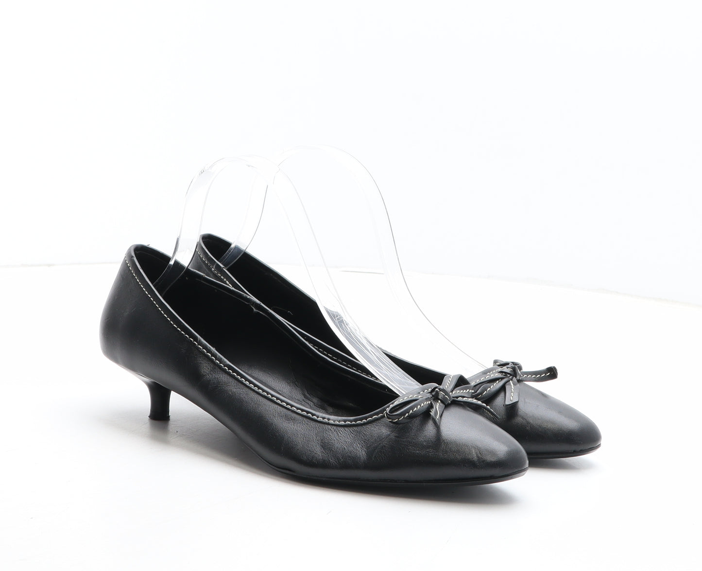 NEXT Womens Black Leather Court Heel UK