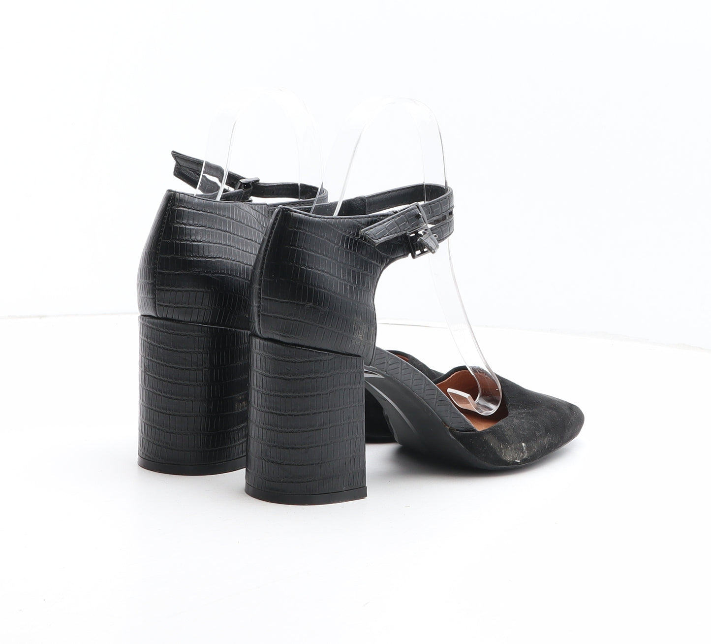 NEXT Womens Black Synthetic Strappy Heel UK - Detail on Heel