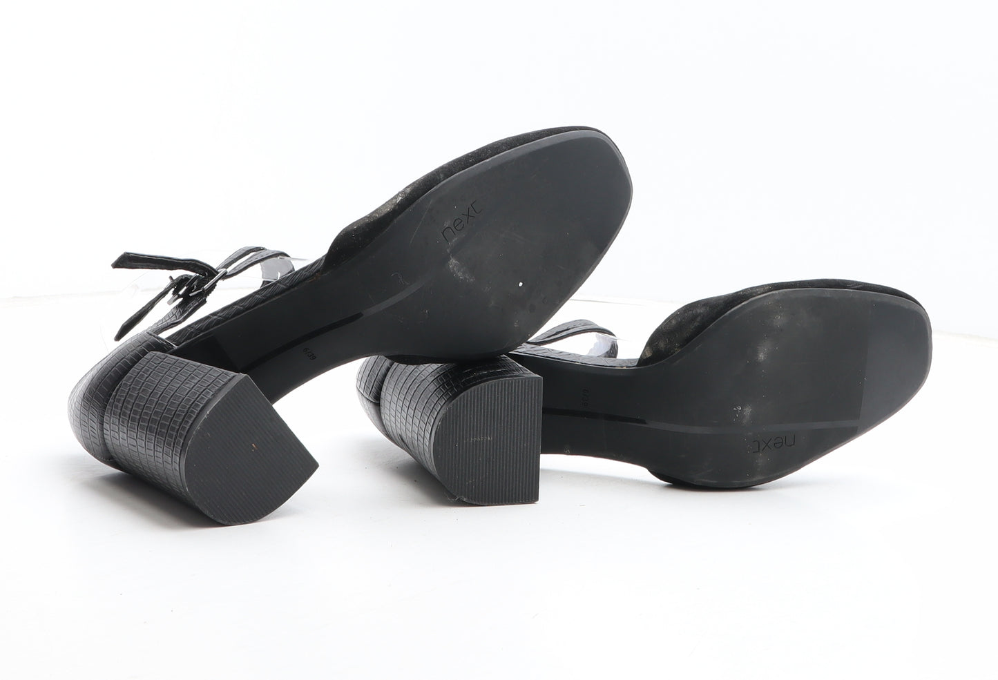 NEXT Womens Black Synthetic Strappy Heel UK - Detail on Heel