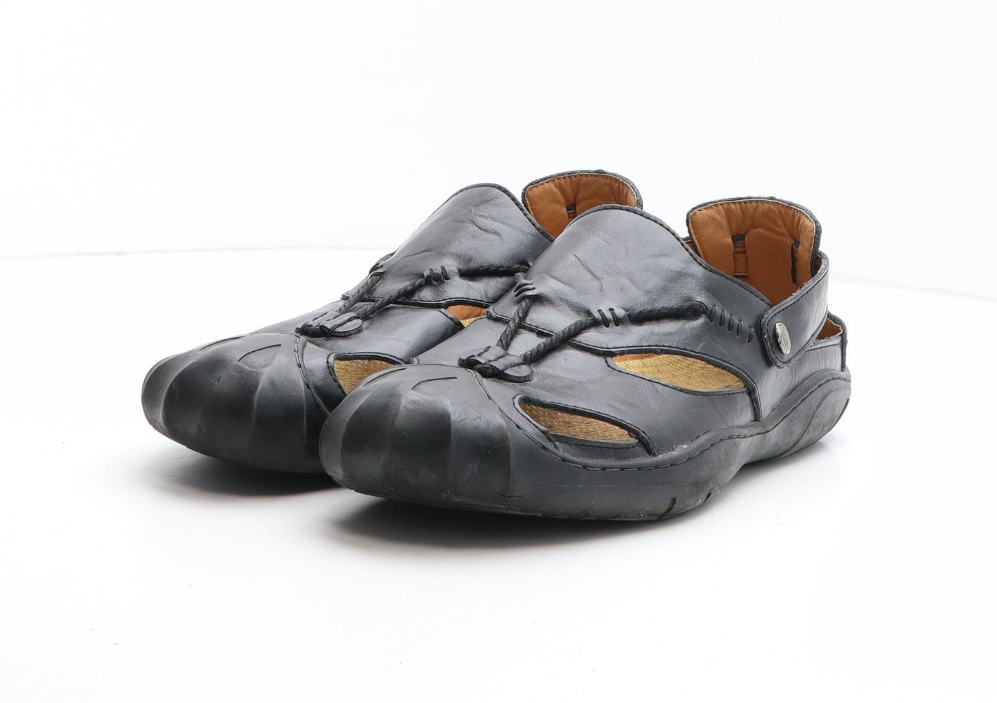 Preworn Womens Black Synthetic Slip On Sandal UK