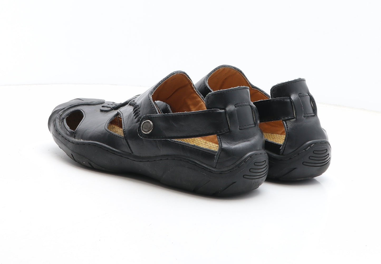 Preworn Womens Black Synthetic Slip On Sandal UK