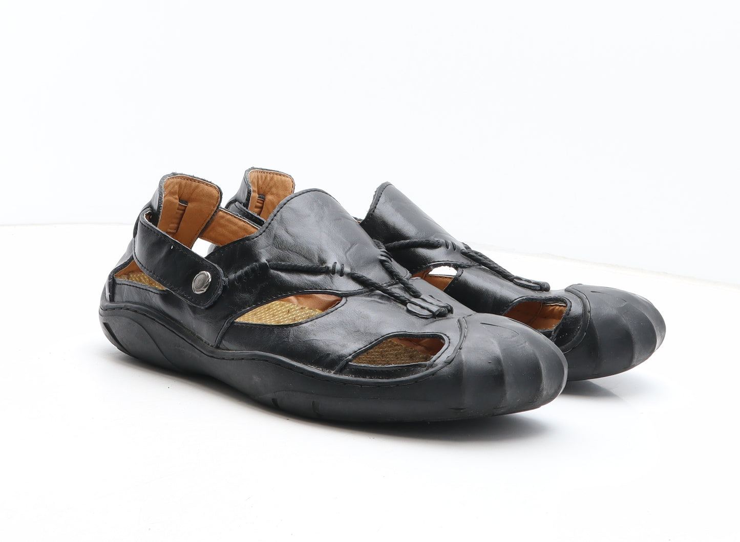 Preworn Womens Black Synthetic Slip On Sandal UK
