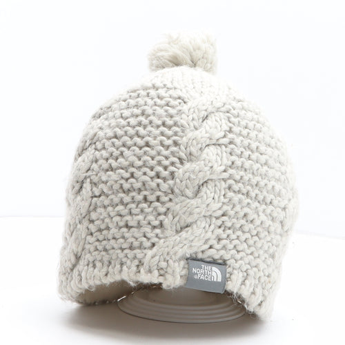 The North Face Womens Grey Wool Bobble Hat One Size