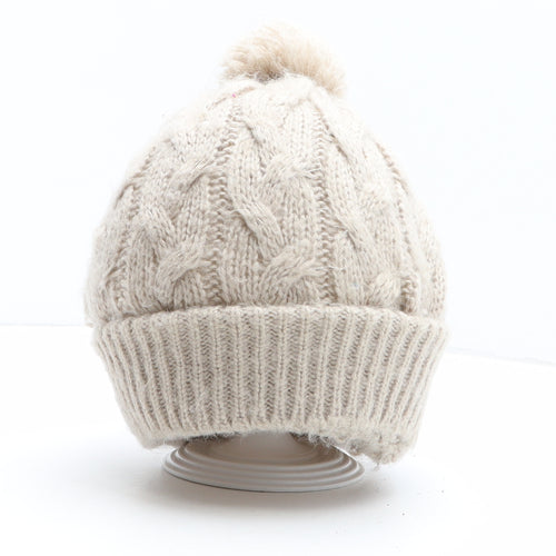 New Look Womens Beige Acrylic Bobble Hat One Size