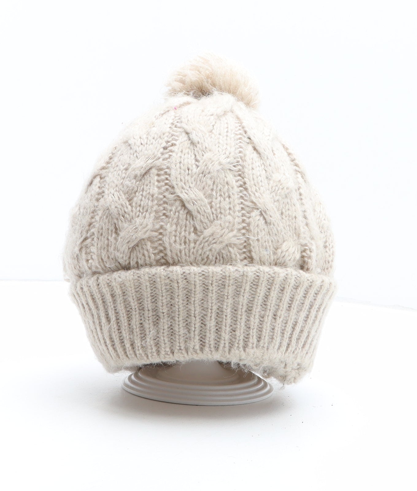 New Look Womens Beige Acrylic Bobble Hat One Size